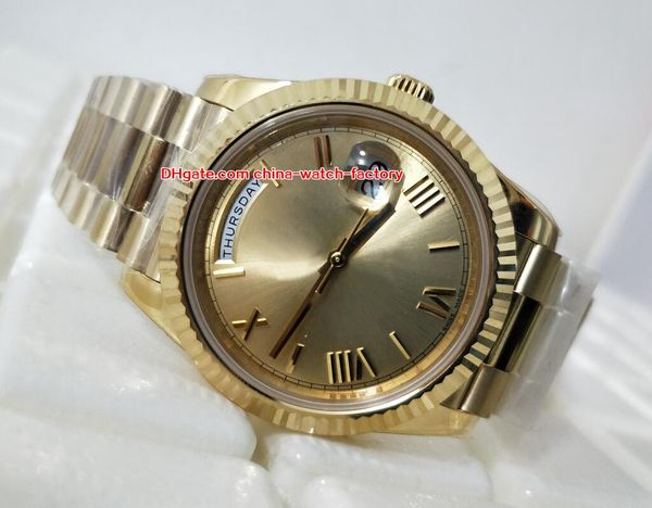 

Maker v8 pre ident 40mm day date ii 228238 18k yellow gold roman gold dial wi cal 3255 movemen automatic men watche, Slivery;brown