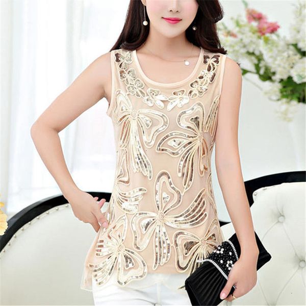 

designer lace blouses sleeveless chiffon blouse lace patchwork shirt ladies medium long 2019 summer woman o neck elegant 35547, White