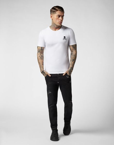 PP Mens Designer Brand T-shirt New Summer Basic Solid T-shirt Uomo Fashion Ricamo Skull T-shirt Maschio di alta qualità 100% cotone Tees