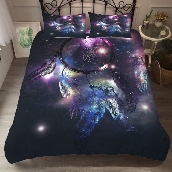 

bedding set bohemian dream catcher quilt feather pillow case 2/3 large