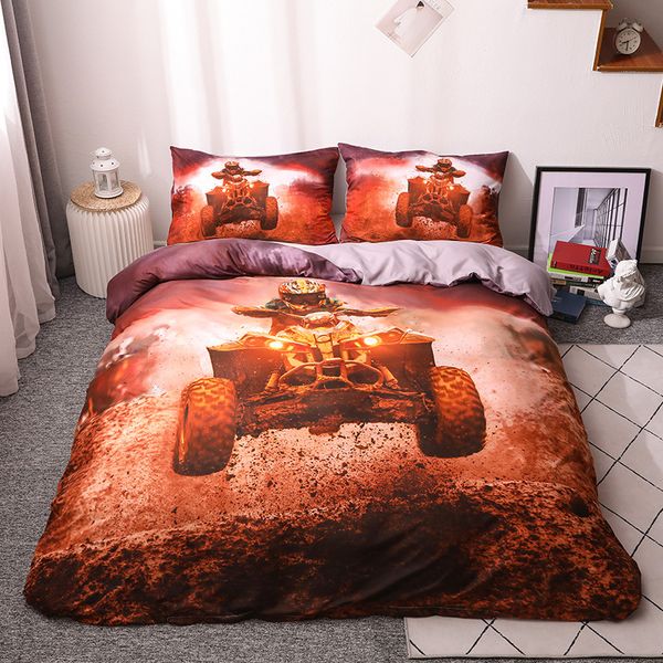 

wujie 100% polyester racing car duvet cover set with pillowcases twin/full//king size comforter bedding set home textile