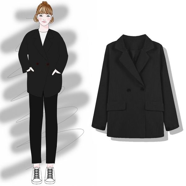 

2019 new fashion women's clothing spring korean casual suit loose wild chic suit jacket tide, White;black