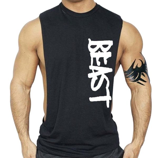 

men's fitness vest running gym clothing mens bodybuilding stringers workout singlet sport sleeveless t shirt, Black;red