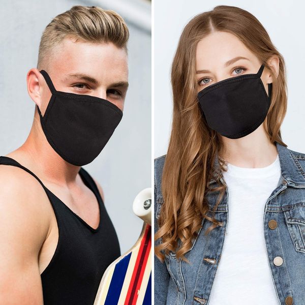 

black cotton cloth masks washable filter man reusable proof protective facial mask fabric pm 2.5 dust mouth kids