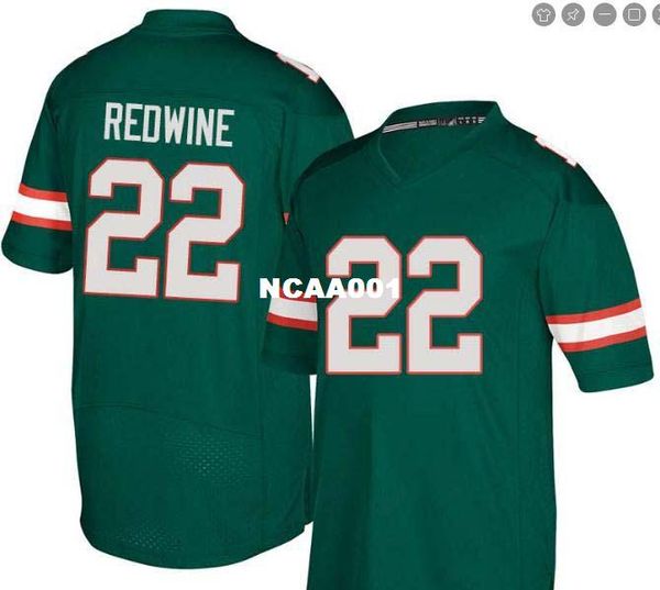 

мужчины miami hurricanes sheldrick redwine #22 настоящая полная вышивка колледж джерси размер s-4xl или обычай любое имя или номер джерси, Black;red