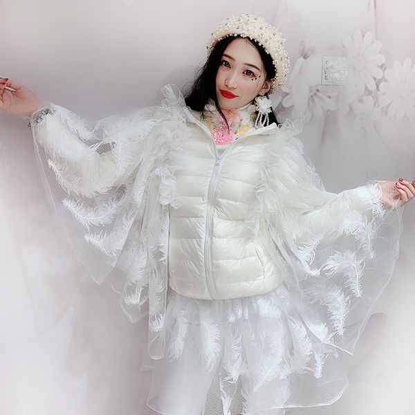 

2018 new winter down coat women spliced cotton white duck down solid coat women new year clothes, Black