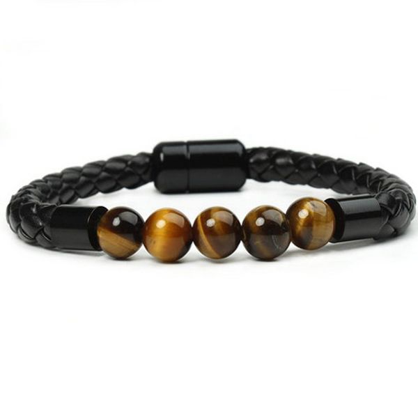 

lava rosary men energy elastic rope bangles 8mm tiger eye bead natural stone yoga bracelet for women christmas jewellery, Black