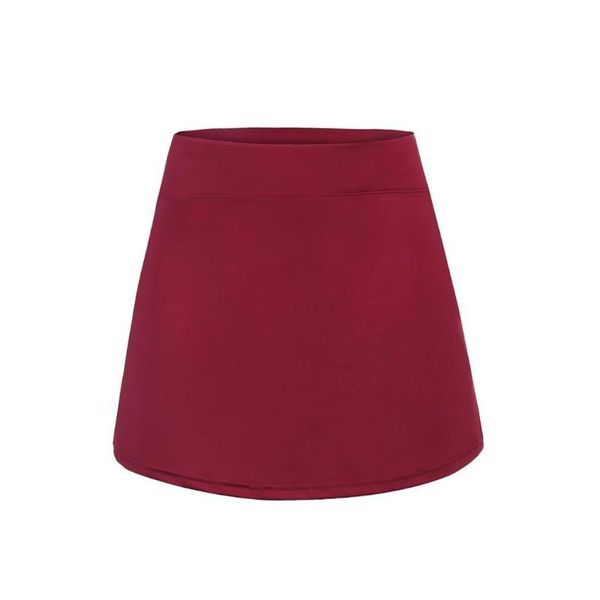 

women active elastic waist above knee middle solid pockets gym, fitness, running, golf, tennis fit slim skort, Black;red