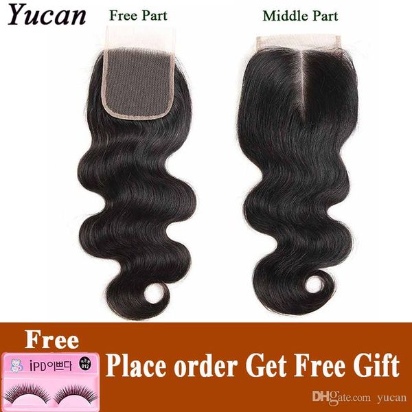 

body wave human hair lace closure brazilian malaysian virgin hair body wave lace closure 4x4 closure natural hairline with baby hair by dhl, Black