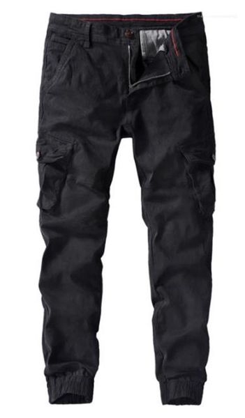 

pants casual males clothing mulit pockets mens designer cargo pants fashion loose panelled zipper mens cargo, Black