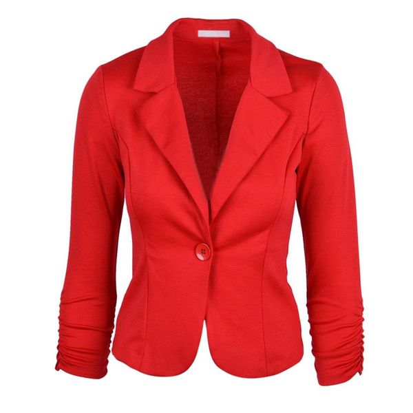 

syb 2018 new womens blazer jacket long sleeve candy button red, White;black