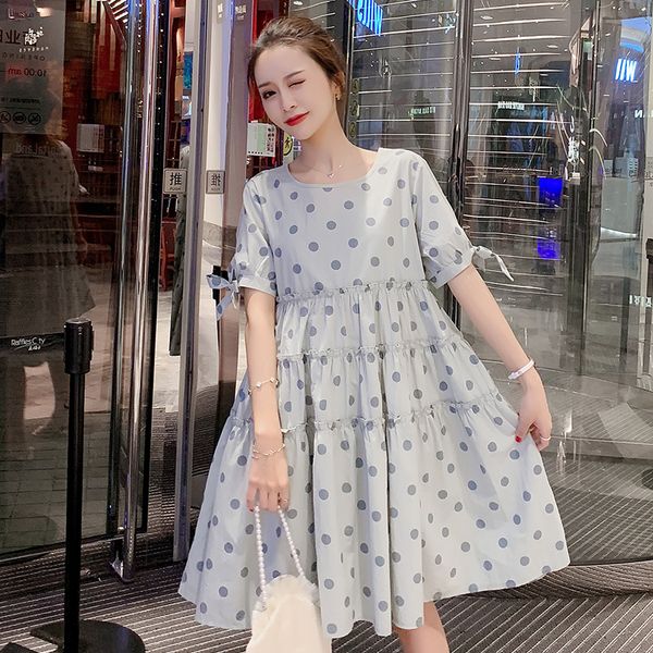 

maternity dresses 808# clothes summer cotton color block short sleeve loose stylish dress for pregnant women mom, White