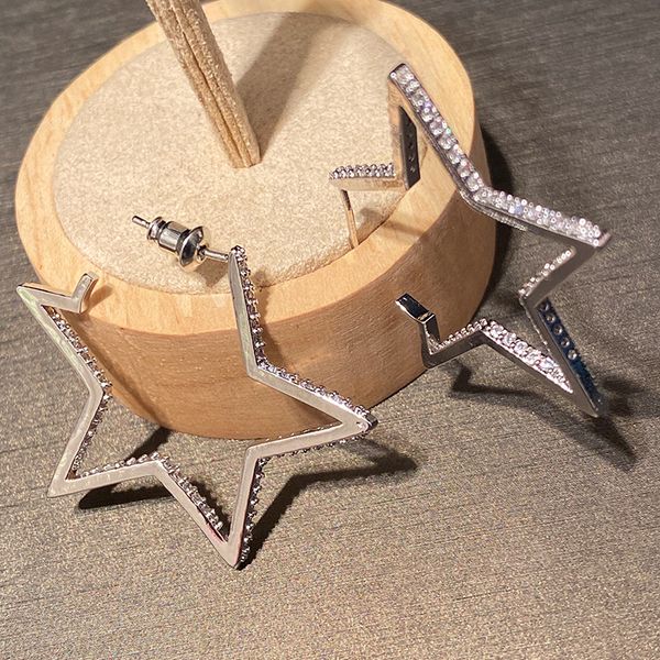 

bilincolor fashion cubic zirconia star stud earring for women, Golden;silver