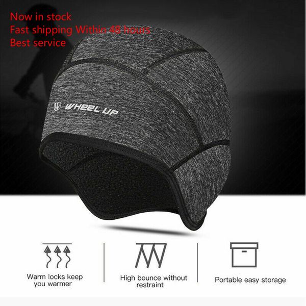 

cycling caps & masks skull cap outdoor thermal fleece windproof winter warm beanie hat. fits under helmets, Black