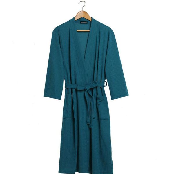 

2020 new thin spring kimono men women bathrobe waffle robes soft long robes autumn, Black;brown