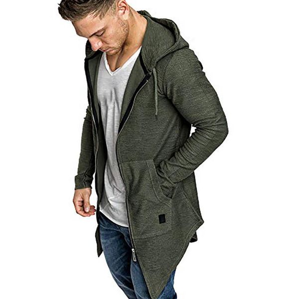 

men splicing hooded solid trench coat jacket cardigan long sleeve outwear blouse casual open stitch long cloak cape coat, Black;brown