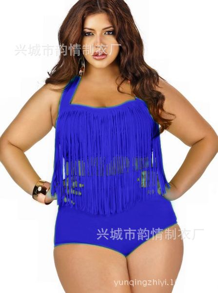 

15 new high waist large size fat woman tassled bikini fat sister womens swimsuit european and american gathered womens swimsuit, White;black