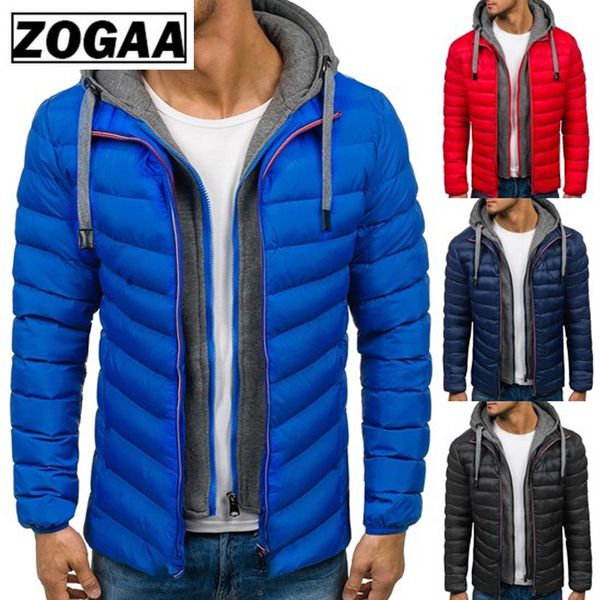 

zogaa winter coat men casual hoodied bubble cotton padding parka clothing winter jacket men 7colors jacket, Tan;black