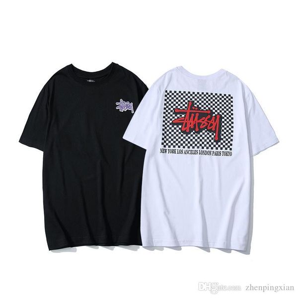 

2019 новых тенденции мужчин жаркого лета и женщины с буквой шаблона печать пара с короткими рукавами личность комфортно хлопок шеи, White