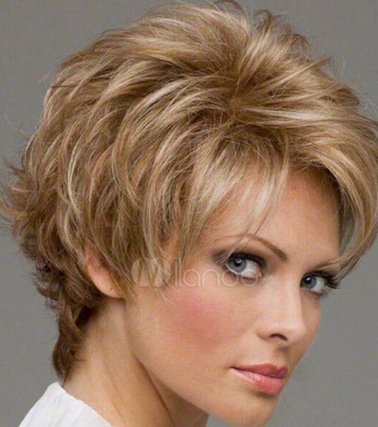 Wig Light Gold Blonde Synthetic Hair Wigs Quality Lady S Short Wig