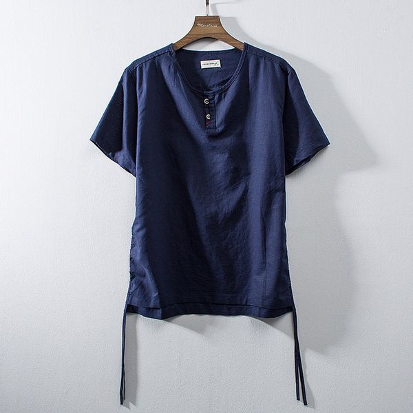 

summer short sleeve shirt men's shirt camisa casual cotton linen solid color retro male blouse streetwear camisa masculina, White;black
