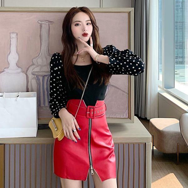 

нана мода женская одежда магазин слим в начале осени вязаные шить горошек шифон рубашка дизайн top ниша гонконг style, White