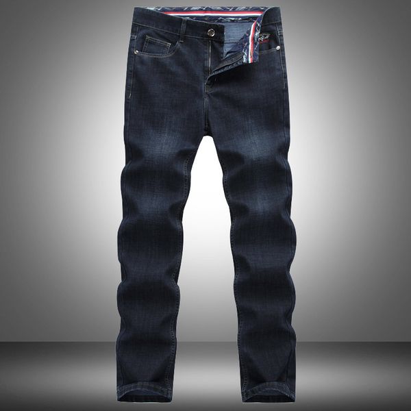 

2020 fashion male jeans long trousers classic thick section pants elastic zipper straight denim mens quality brand jeans, Blue