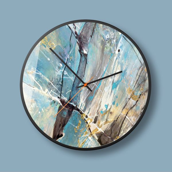 

10 inch art oil painting wall nordic clock living room quartz mute electronic clocks creative wall clocks bedroom home decor