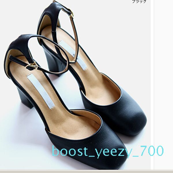 

style women square toe suede summer office high heels shoes ladies fashion ankle buckle thick heel party high heels shoes, Black