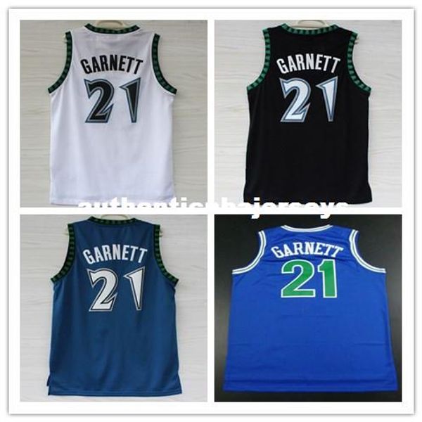 

men's 21 kevin garnett jersey, white blue black embroidery logo retro retro garnett basketball jerseys bn309 ncaa college, Black;blue