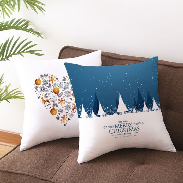 2020 Christmas Peach Leather Cushion Cover Cartoon Printing Sofa