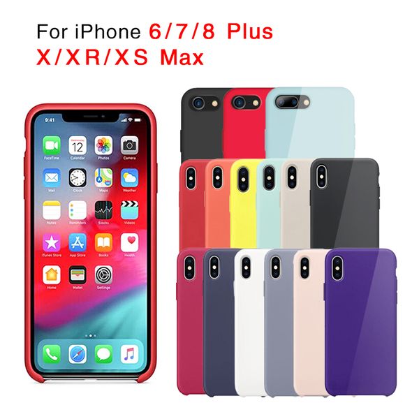 

Official ilicone ca e for iphone 6 7 8 plu liquid ilicone ca e cover for iphone x xr x max have logo with retail package