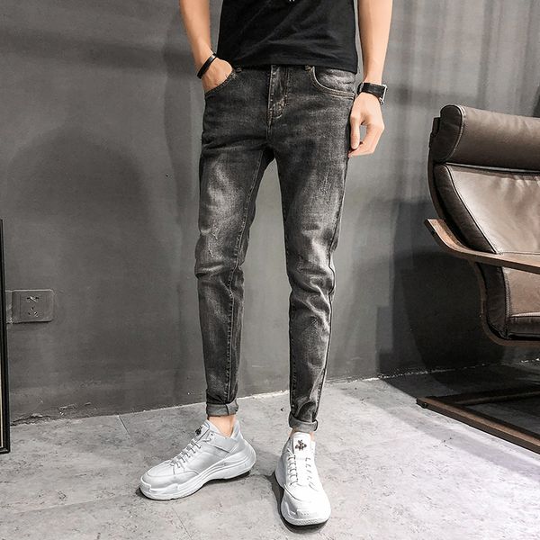 

elastic slim fit denim jeans men brand new 2019 streetwear men's jeans casual all match simple trousers men, Blue