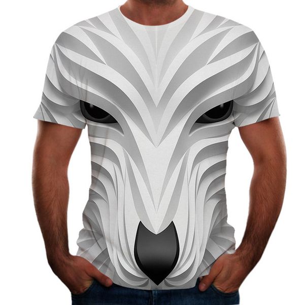 

2020 new summer t shirt men streetwear short sleeve tees animal male clothes casual wolf 3d print tshirt hip hop camiseta, White;black