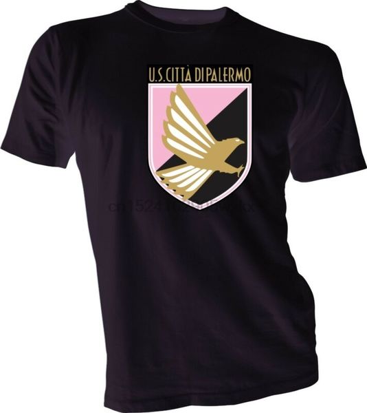 

u.s. citta di palermo rosanero italy serie a soccer black t-shirt new, White;black