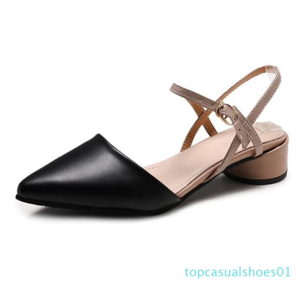 

sandals women shoes pu retro cover toe round sandals ankle strap 2020 summer new comfortable breathable outdoor sandals t01, Black