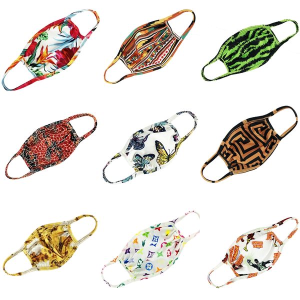 

designer printed face mask soft cotton breathing reusable mask earloop mouth face er outdoor riding lycra cotton mask f #933, Black