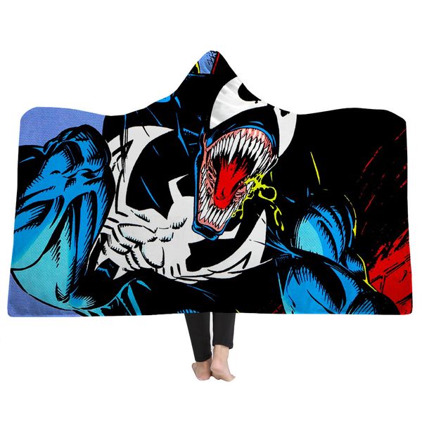 

одеяло с капюшоном venom для взрослых детей с 3d печатным рисунком портативное мягкое флисовое одеяло переносной теплый бросок для домашнего