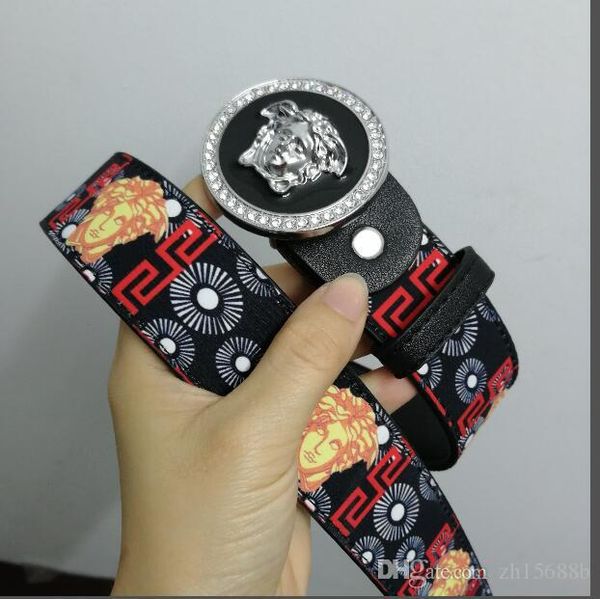 

high-grade belt men and women flat buckle belt fashion retro printing belt body width 3.8 cm quality wholesale, Blue;purple