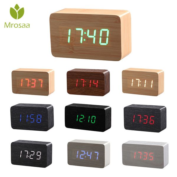 

multi wooden led digital alarm clock mini temperature snooze table deskmodern time sounds control morden design clocks