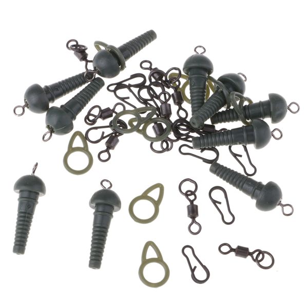 

40pcs карп рыболовных снастей kit резиновые конуса быстрых вертлюги с кольцом