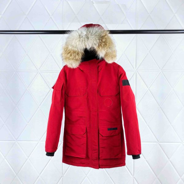 

canada boutique goose womens luxury high end brand winter jacket fashion designer down jacket tide brand red hooded big fur collar parka, Black