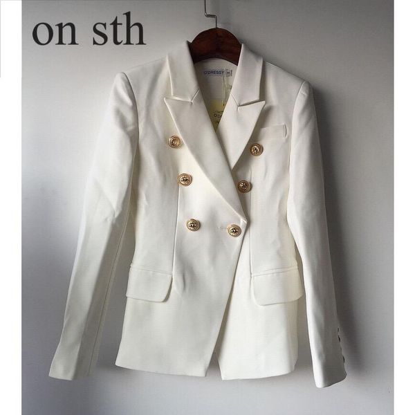 

2018 новые женские товары звезда пальто металлическая львиная голова кнопка двубортный маленький костюм модный темперамент шить черный, White;black