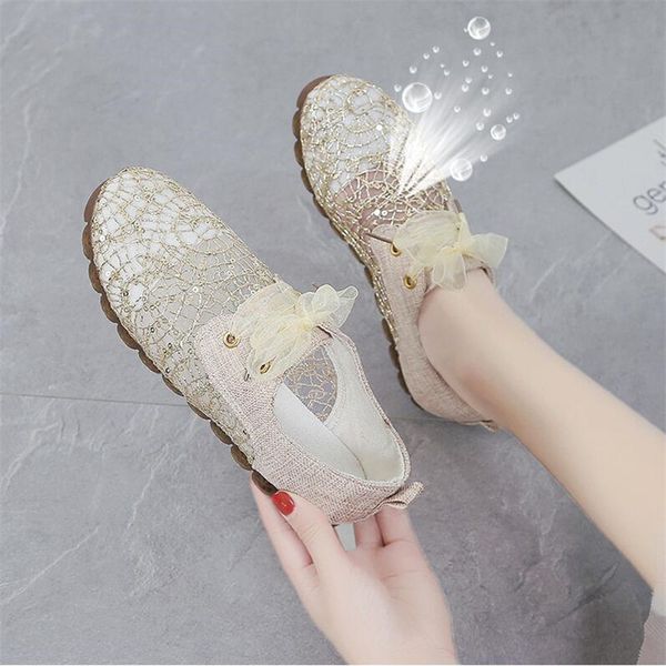 

fisherman shoes women 2020 summer new lace mesh flat bottom non-slip hollow one pedal breathable lazy single shoes tide, Black