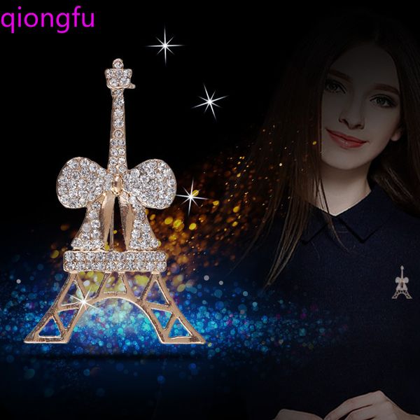 

pins, brooches qiongfu diy paris eiffel tower diamond brooch french romantic silk scarf buckle fashion pin, Gray