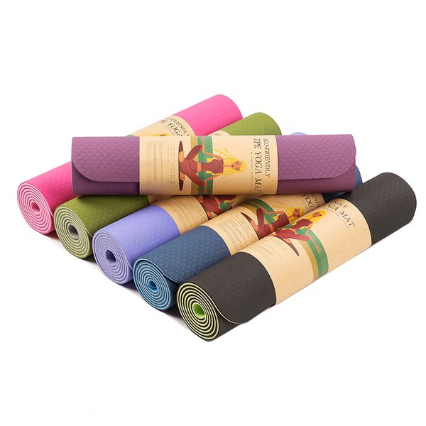 

6mm tpe non-slip yoga mats for fitness tasteless brand pilates mat 8 color gym exercise sport mats pads with yoga bag 183x61cm