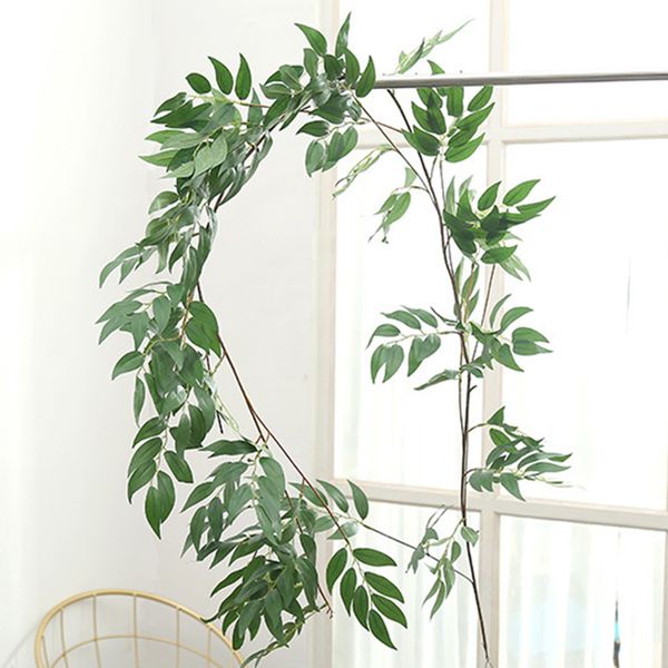 

artificial rattan willow garland greenery green leaves home decor silk flower