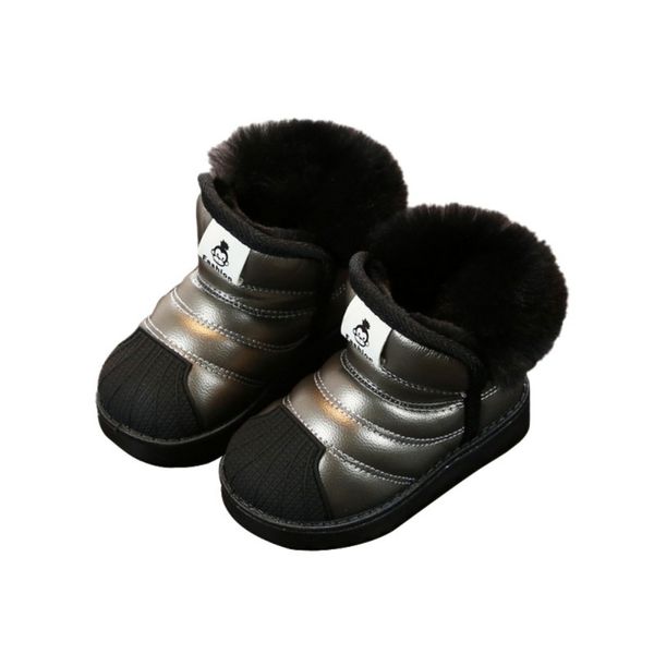 

детские мальчики девочки снегоступы зимние теплые детские сапоги водонепроницаемый нескользящие дети плюшевые детская обувь, Black;grey