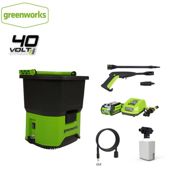 

greenworks 5104507 gdc40 portable cordless electric pressure washer 650w 40v multifunction green washer for car boat deck etc