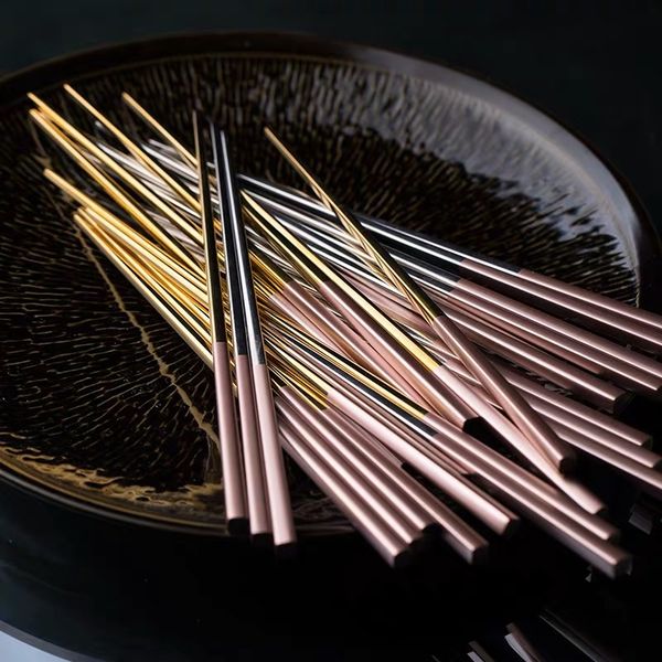 

1 pair 304 stainless steel chinese chopsticks household reusable chopsticks kids portable reusable sushi food sticks dinnerware